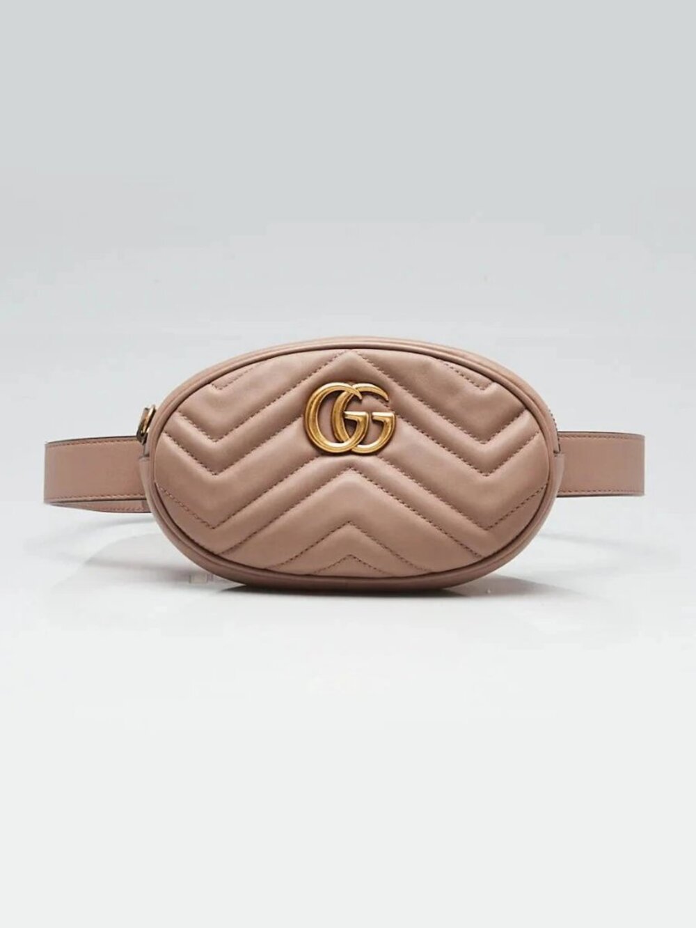 Gucci Beige Quilted Leather GG Marmont Waist Belt Bag Size 75/30
